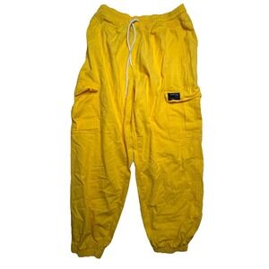 Sangtree Mens Yellow Cargo Jogger Pants Elastic Waist Drawstring Size L